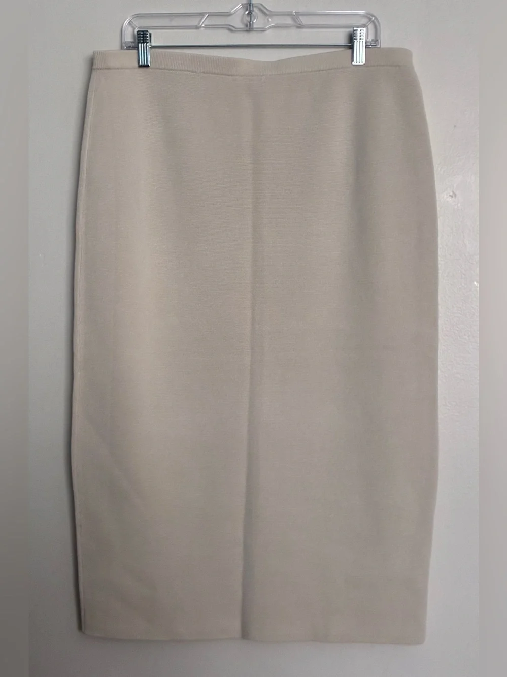 Eileen Fisher MIDI Pencil Skirt 80% Silk 20% Organic Cotton Bone Colored Size L
